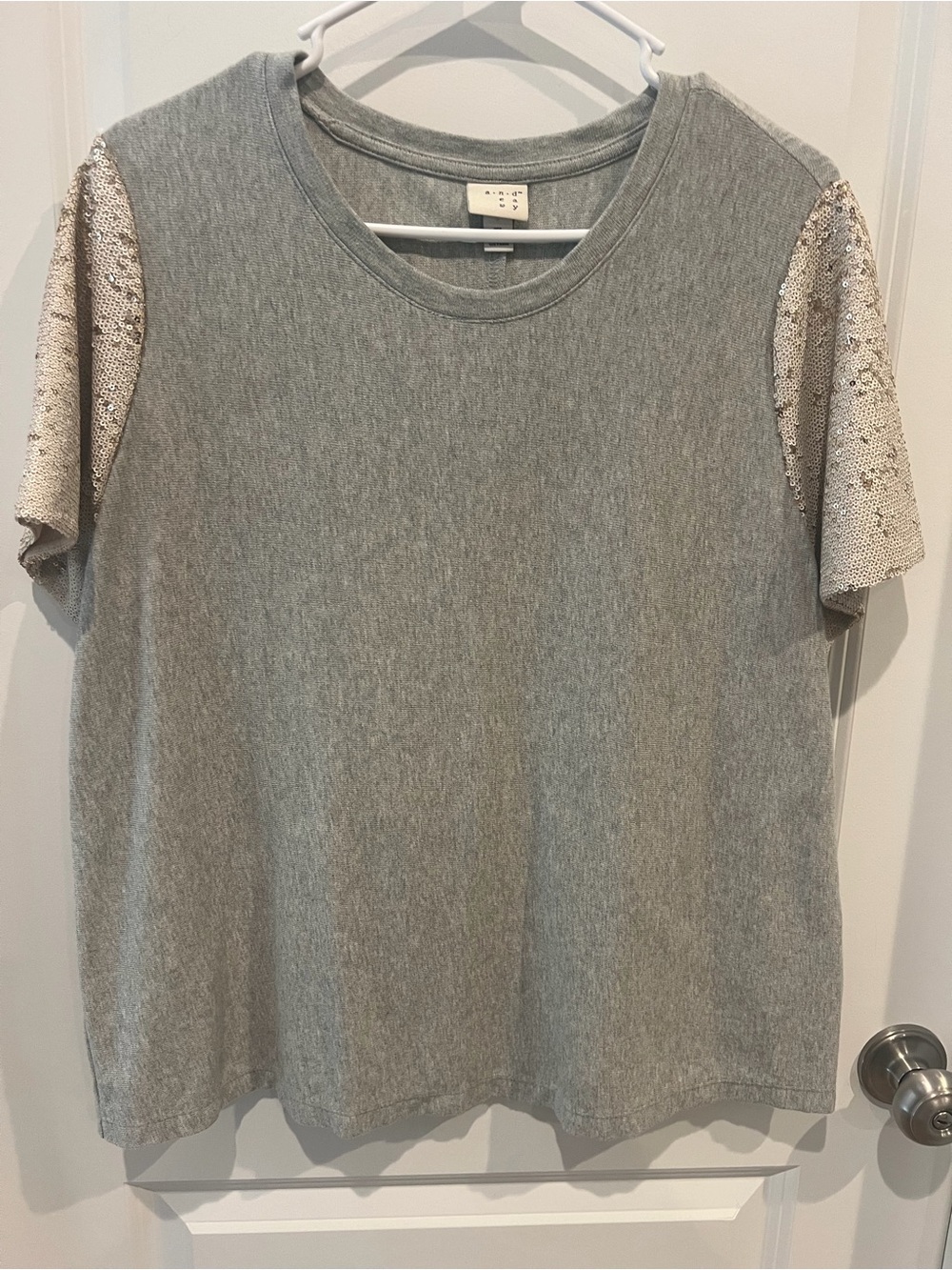 A New Day Top with Sequin Sleeves Size XL